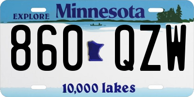 MN license plate 860QZW