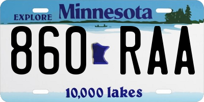 MN license plate 860RAA