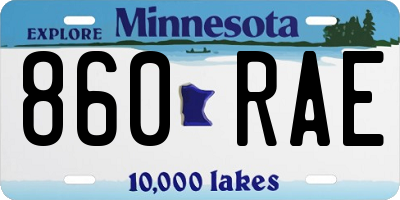 MN license plate 860RAE