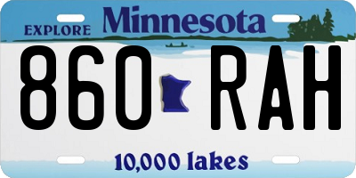 MN license plate 860RAH