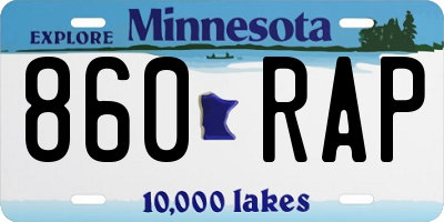 MN license plate 860RAP