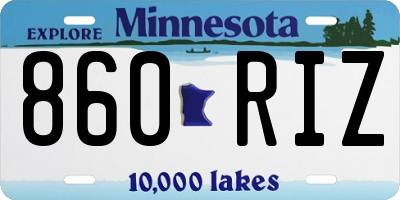 MN license plate 860RIZ