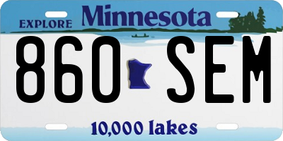 MN license plate 860SEM