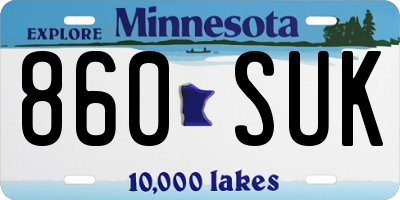 MN license plate 860SUK