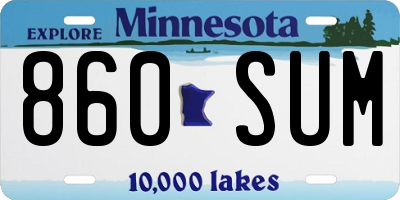 MN license plate 860SUM