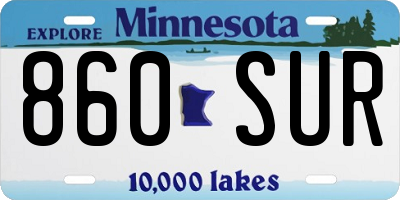 MN license plate 860SUR