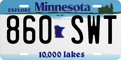 MN license plate 860SWT