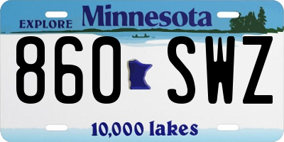MN license plate 860SWZ