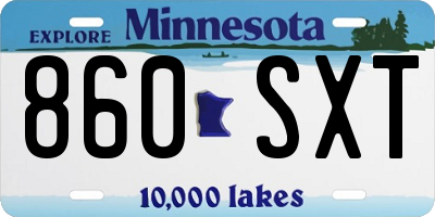 MN license plate 860SXT