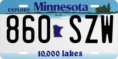 MN license plate 860SZW