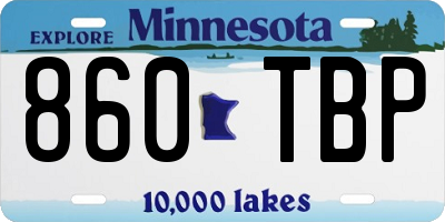 MN license plate 860TBP