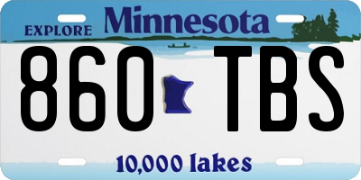 MN license plate 860TBS