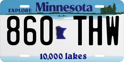 MN license plate 860THW