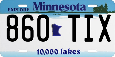 MN license plate 860TIX