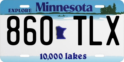 MN license plate 860TLX