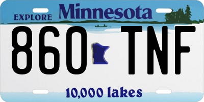 MN license plate 860TNF