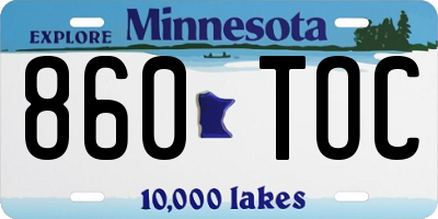 MN license plate 860TOC