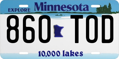 MN license plate 860TOD