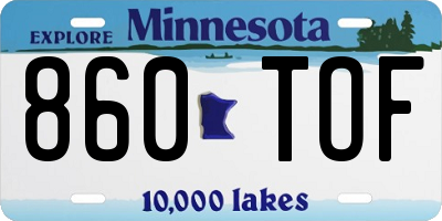 MN license plate 860TOF
