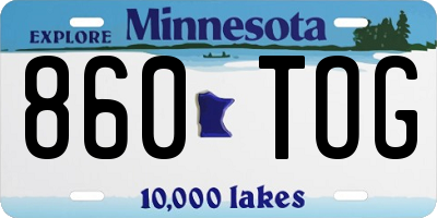MN license plate 860TOG