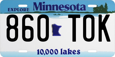 MN license plate 860TOK