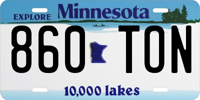 MN license plate 860TON