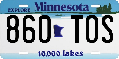MN license plate 860TOS