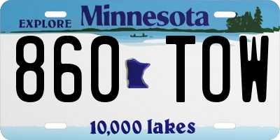 MN license plate 860TOW