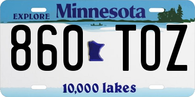 MN license plate 860TOZ