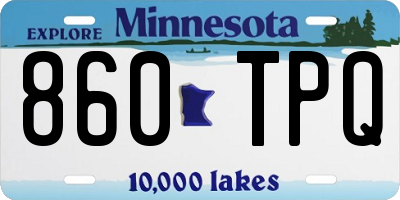MN license plate 860TPQ