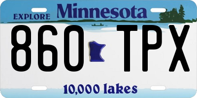 MN license plate 860TPX