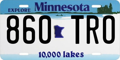 MN license plate 860TRO
