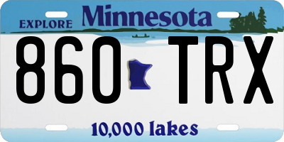 MN license plate 860TRX