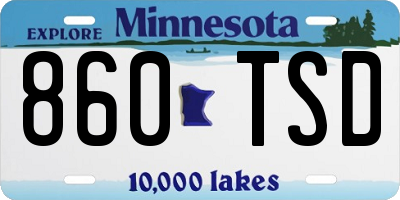 MN license plate 860TSD