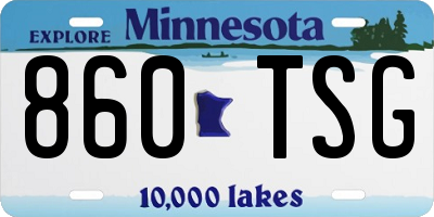 MN license plate 860TSG