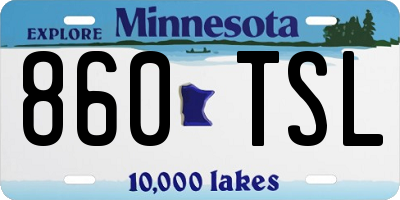 MN license plate 860TSL