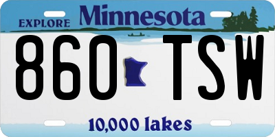 MN license plate 860TSW