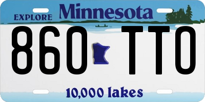 MN license plate 860TTO