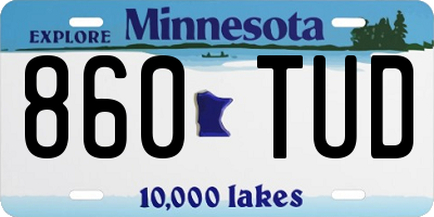 MN license plate 860TUD