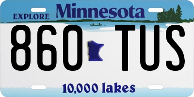 MN license plate 860TUS