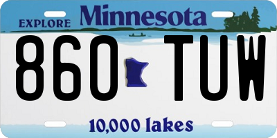 MN license plate 860TUW