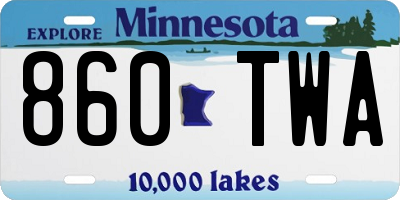MN license plate 860TWA