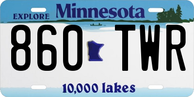 MN license plate 860TWR