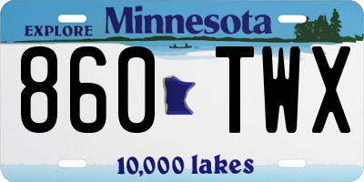 MN license plate 860TWX