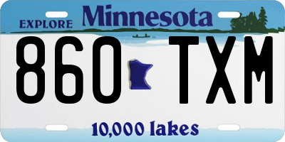 MN license plate 860TXM