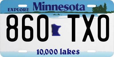 MN license plate 860TXO