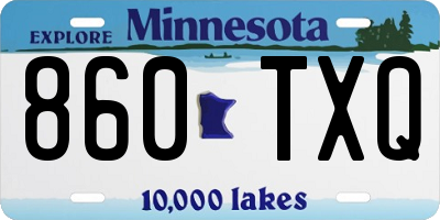 MN license plate 860TXQ