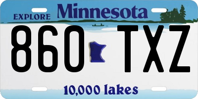 MN license plate 860TXZ