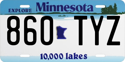 MN license plate 860TYZ