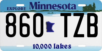 MN license plate 860TZB